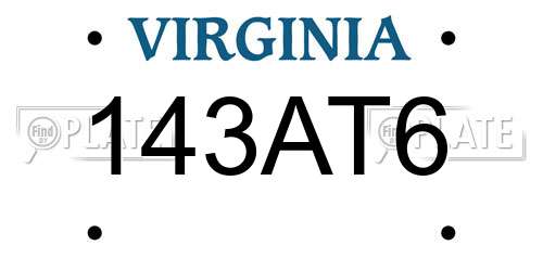 143AT6 Virginia License Plate