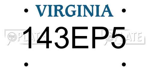 143EP5 Virginia License Plate