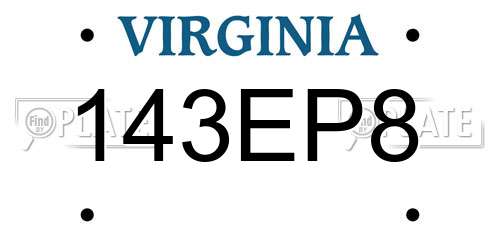 143EP8 Virginia License Plate