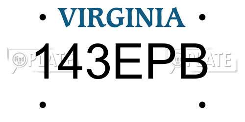 143EPB Virginia License Plate
