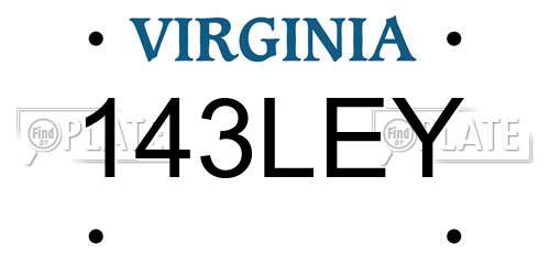 143LEY Virginia License Plate