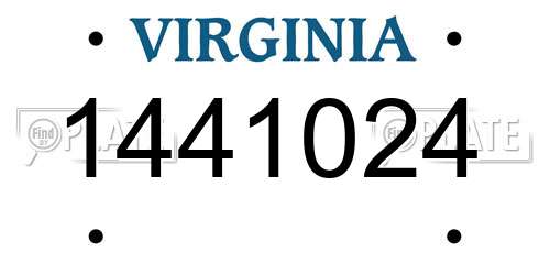 1441024 Virginia License Plate