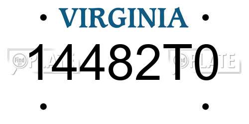 14482T0 Virginia License Plate