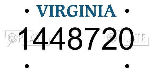 1448720 Virginia License Plate