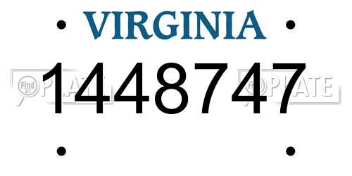 1448747 Virginia License Plate