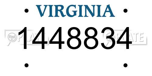 1448834 Virginia License Plate