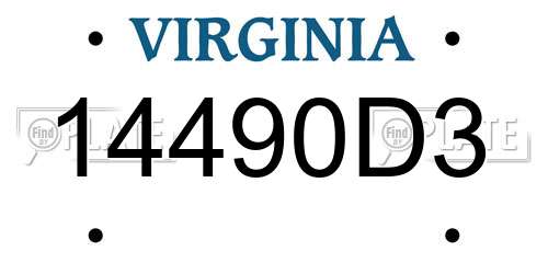 14490D3 Virginia License Plate