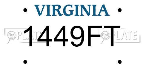 1449FT Virginia License Plate
