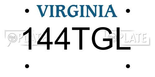 144TGL Virginia License Plate