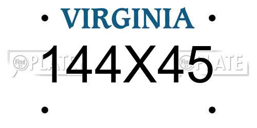144X45 Virginia License Plate