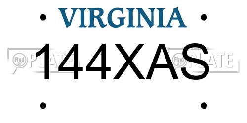 144XAS Virginia License Plate