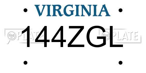 144ZGL Virginia License Plate