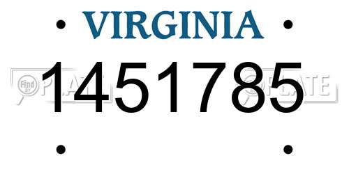 1451785 Virginia License Plate