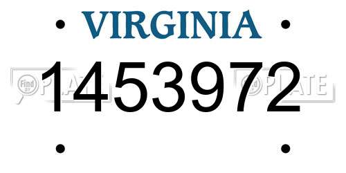 1453972 Virginia License Plate