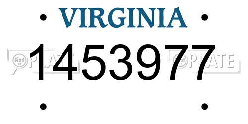 1453977 Virginia License Plate