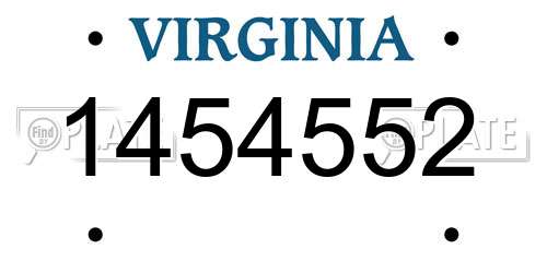 1454552 Virginia License Plate