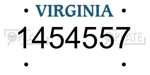 1454557 Virginia License Plate
