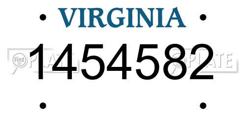 1454582 Virginia License Plate