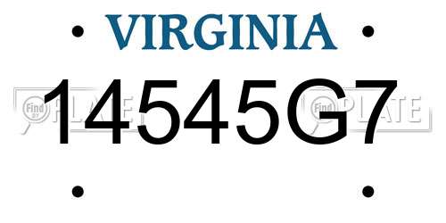 14545G7 Virginia License Plate
