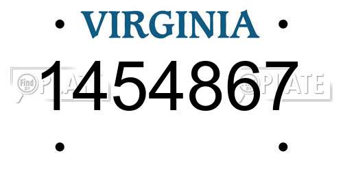 1454867 Virginia License Plate