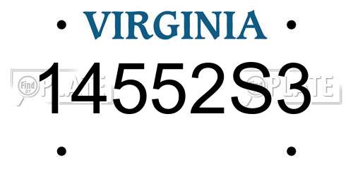 14552S3 Virginia License Plate