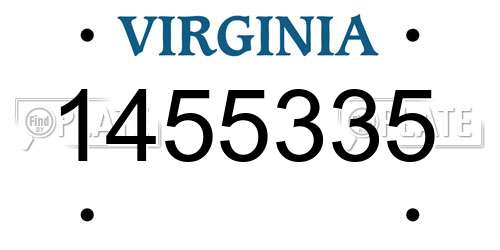 1455335 Virginia License Plate