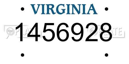 1456928 Virginia License Plate