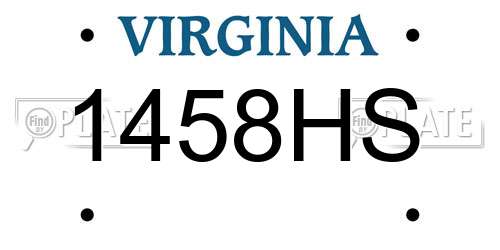 1458HS Virginia License Plate