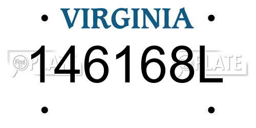 146168L Virginia License Plate