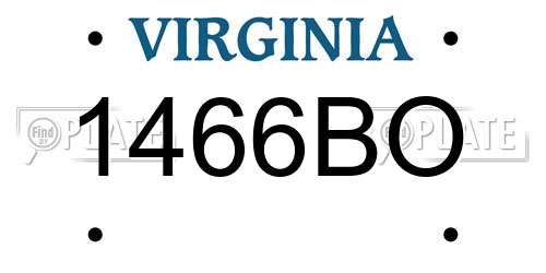 1466BO Virginia License Plate