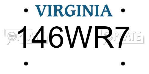 146WR7 Virginia License Plate