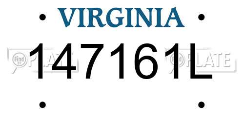 147161L Virginia License Plate
