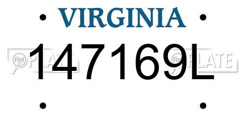 147169L Virginia License Plate