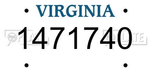 1471740 Virginia License Plate