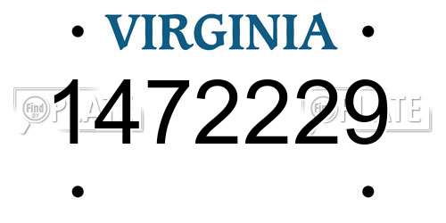 1472229 Virginia License Plate