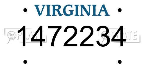 1472234 Virginia License Plate
