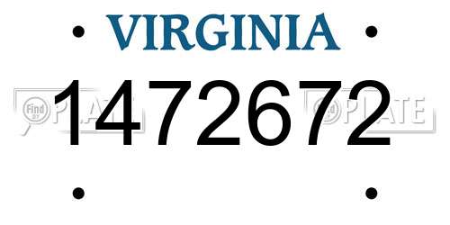 1472672 Virginia License Plate