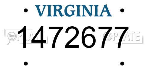 1472677 Virginia License Plate