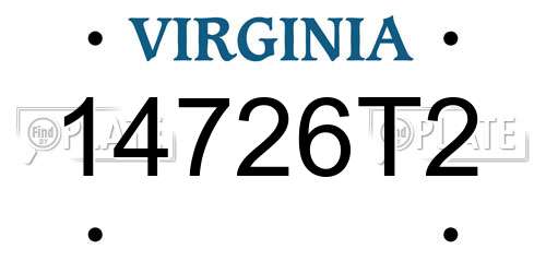 14726T2 Virginia License Plate