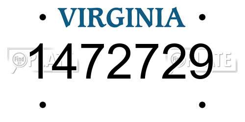 1472729 Virginia License Plate