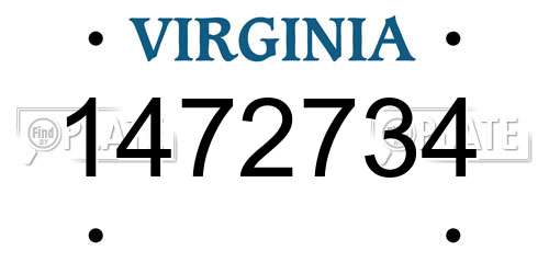 1472734 Virginia License Plate