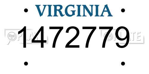 1472779 Virginia License Plate