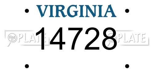 14728 Virginia License Plate