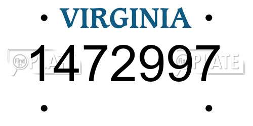 1472997 Virginia License Plate