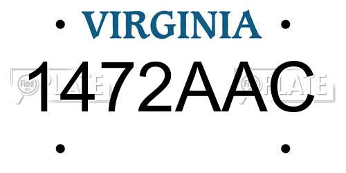 1472AAC Virginia License Plate