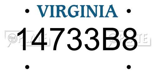 14733B8 Virginia License Plate