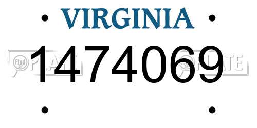 1474069 Virginia License Plate