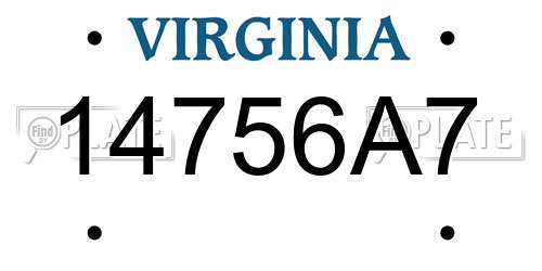 14756A7 Virginia License Plate