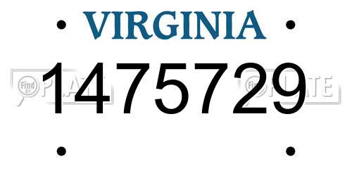 1475729 Virginia License Plate