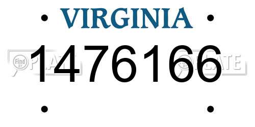 1476166 Virginia License Plate